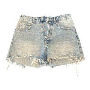 Zara Button Fly Denim Distressed Jean Shorts Size 4